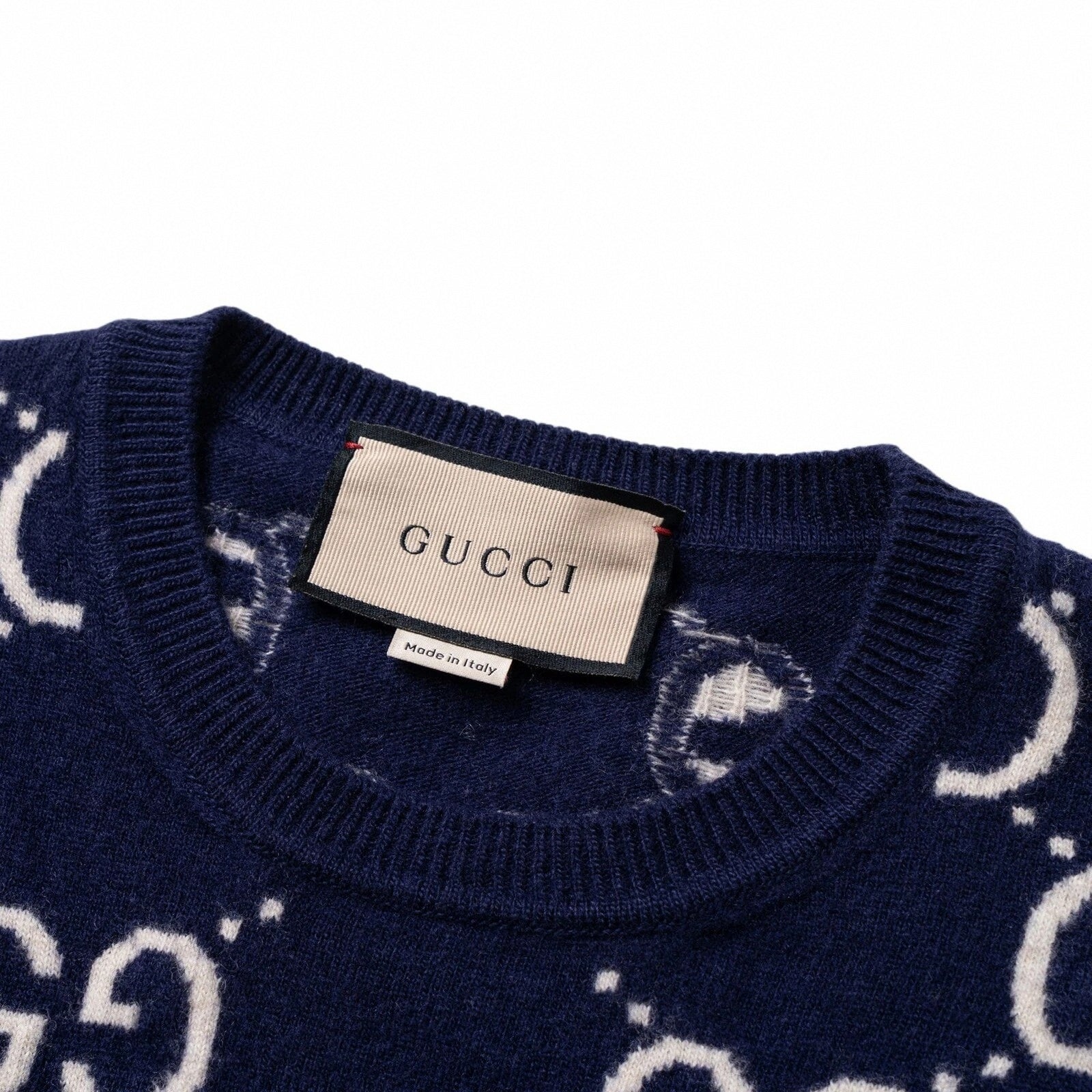 Cotton Wool Picot Trim Sweater - Navy