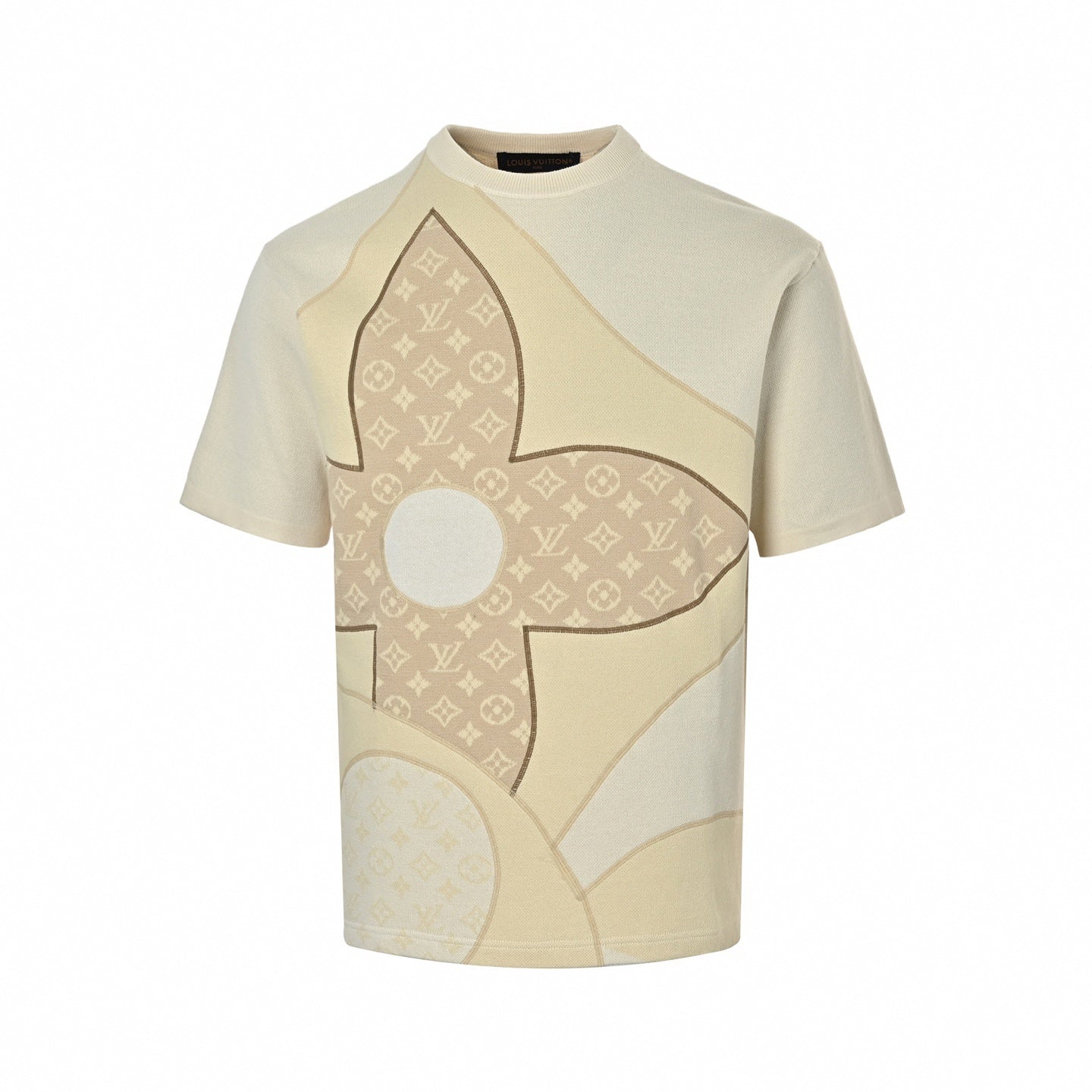 Oversized Monogram Flower Knit T-Shirt - Cream