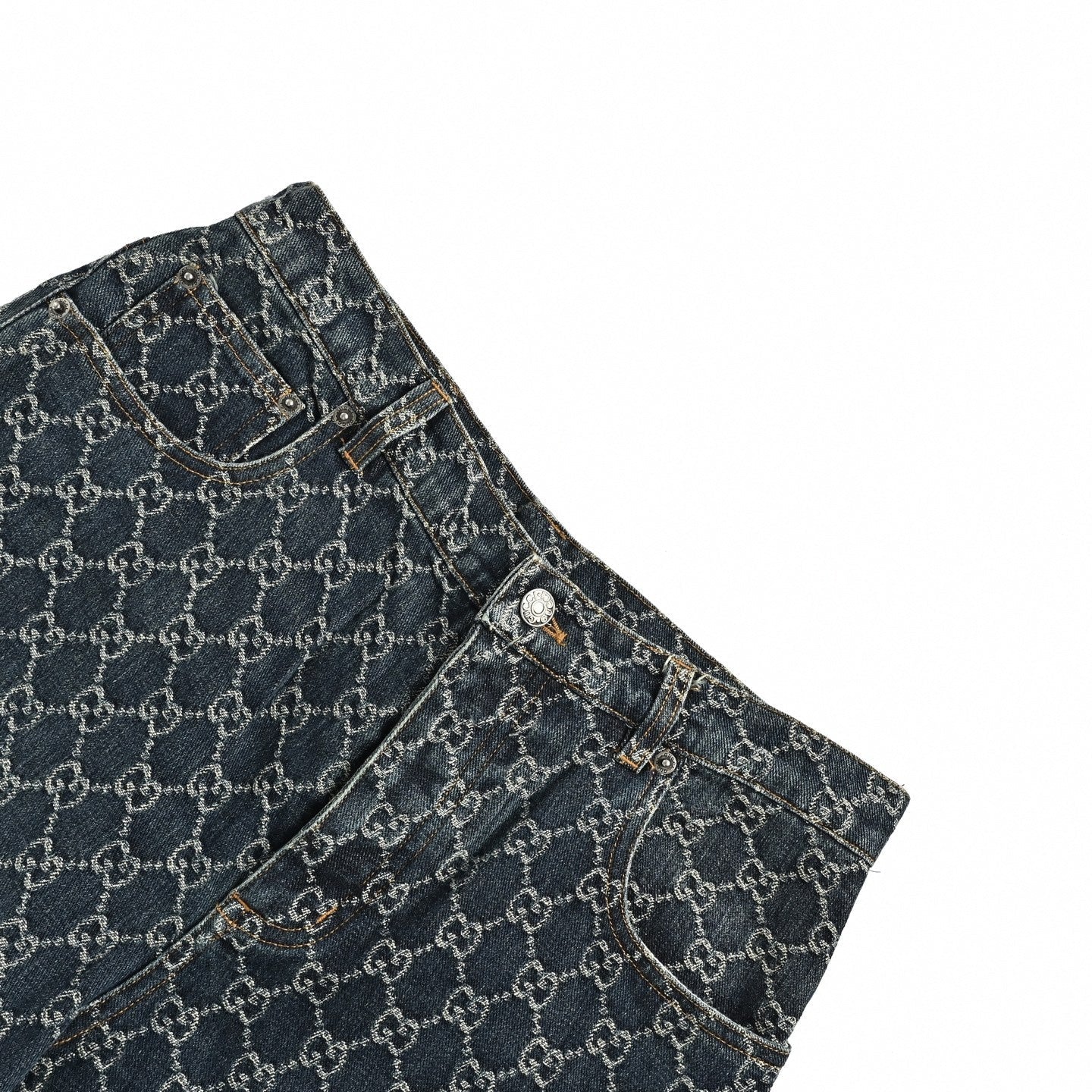 GG Monogram Denim Shorts | Dark Indigo Wash