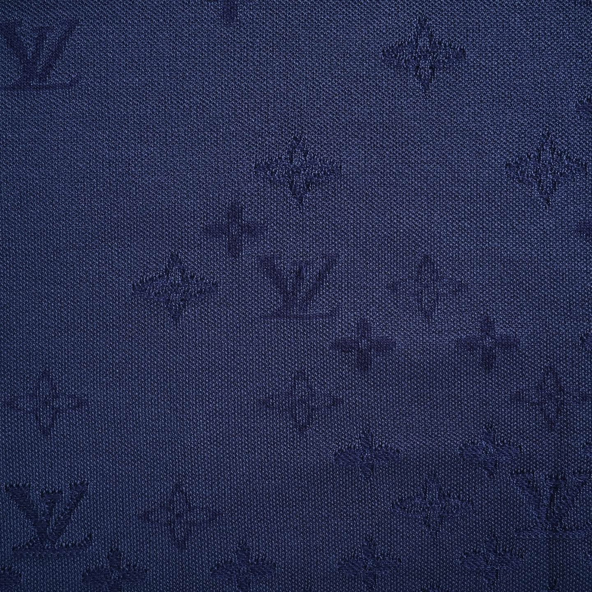 Fading Monogram Jacquard Knit T-Shirt - Navy
