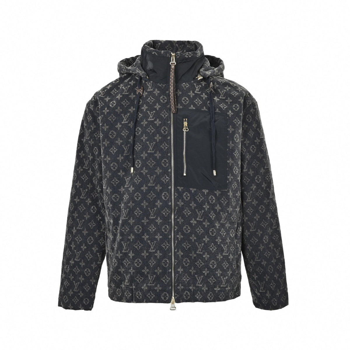 Monogram Tapestry Jacquard Hooded Jacket | Dark Grey