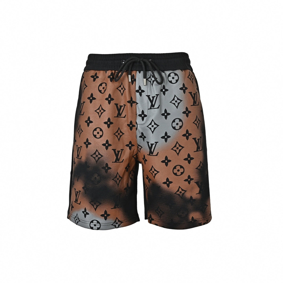 Halftone Monogram Track Shorts | Brown & Black
