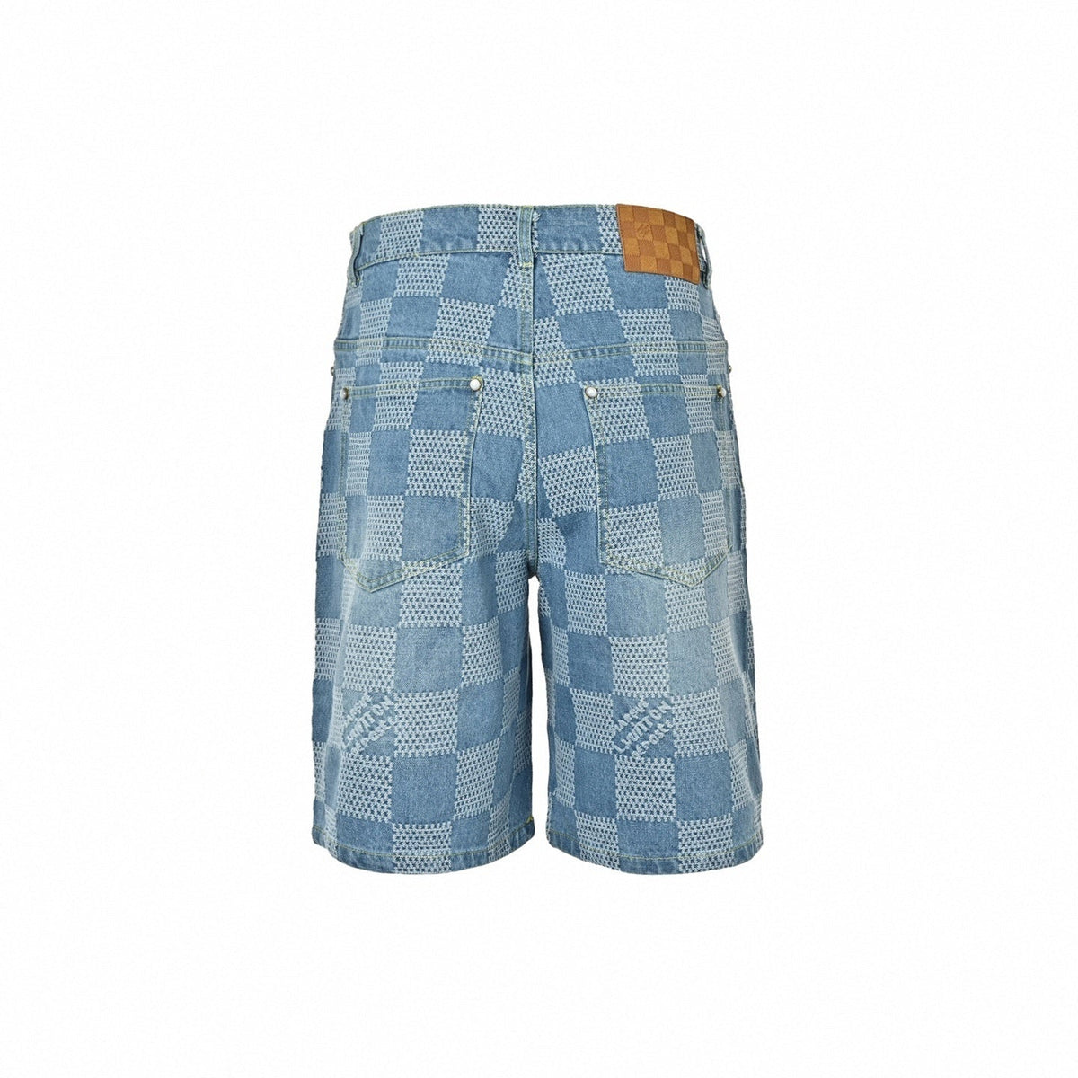 Damier Stitch Denim Shorts | Blue