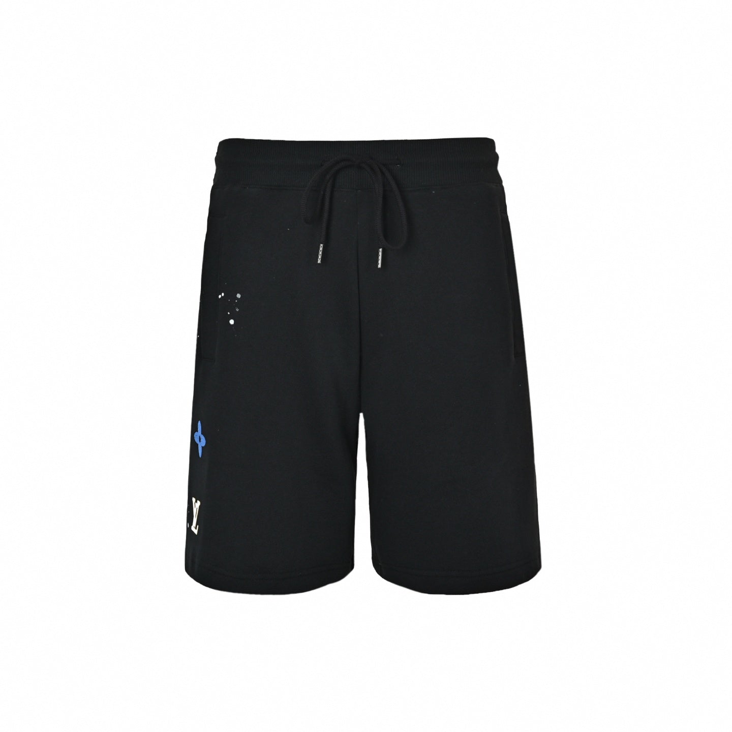 Monogram Paint Splatter Shorts - Black