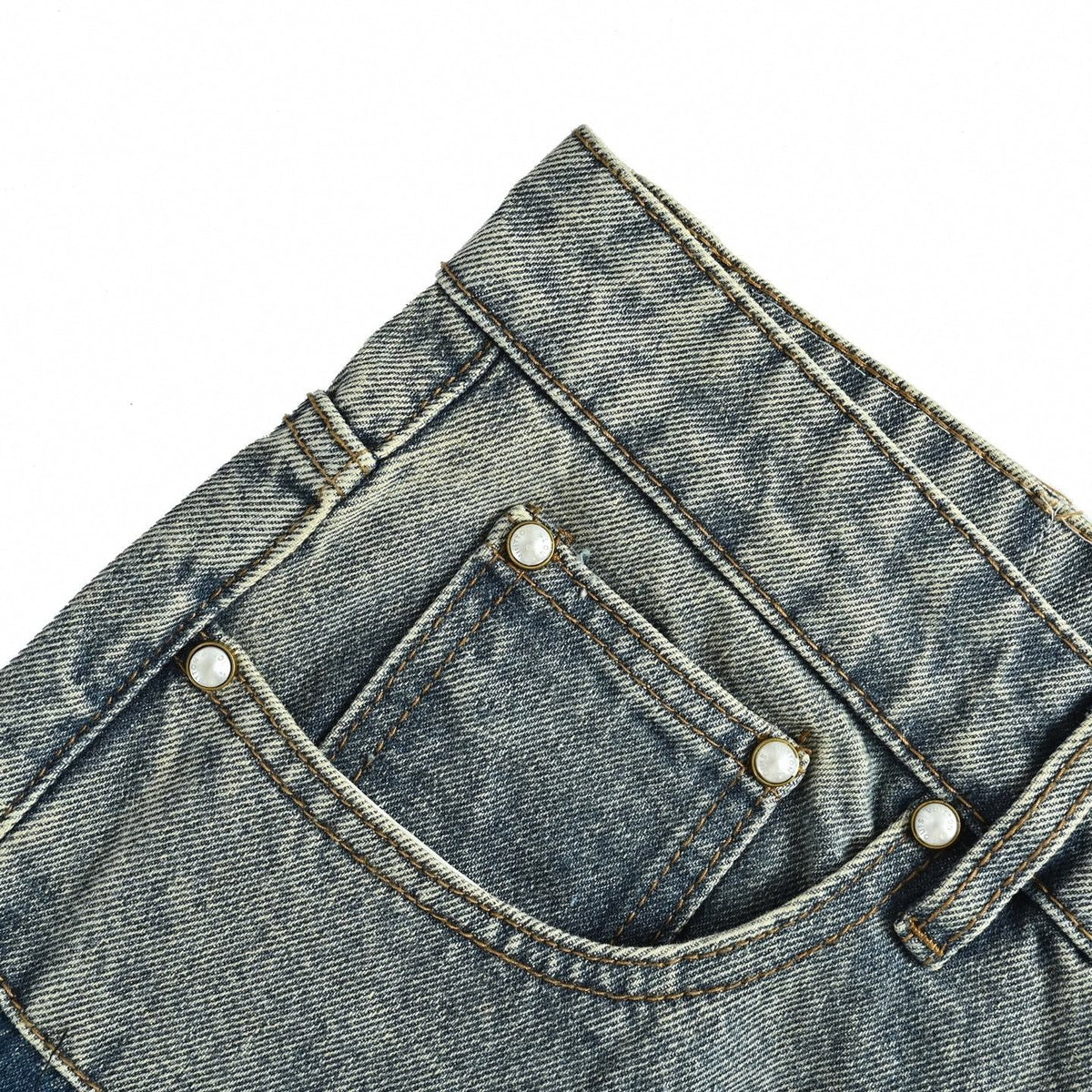 Monogram Patchwork Jeans - Light Wash Blue