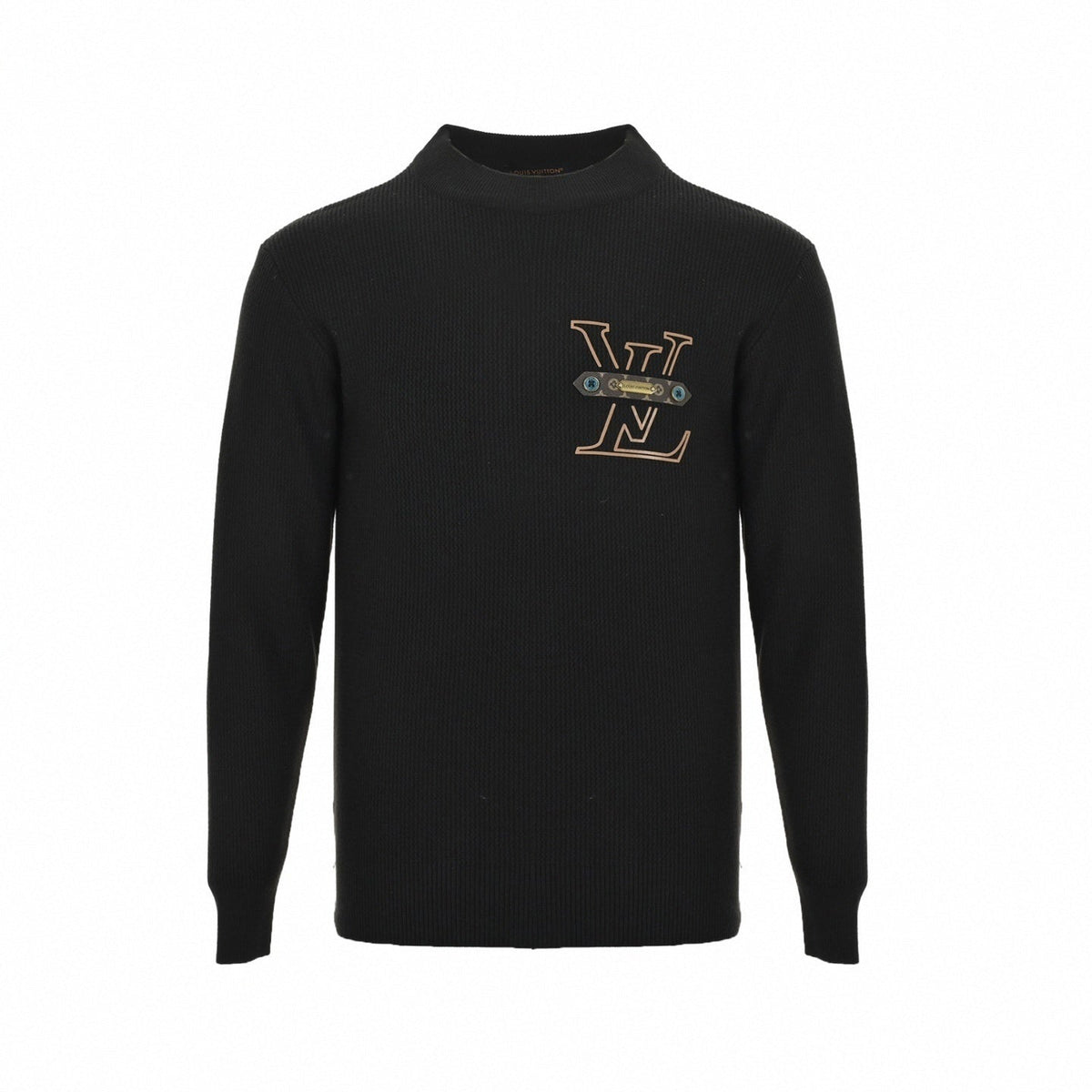 LV Appliqué Ribbed Knit Sweater | Black