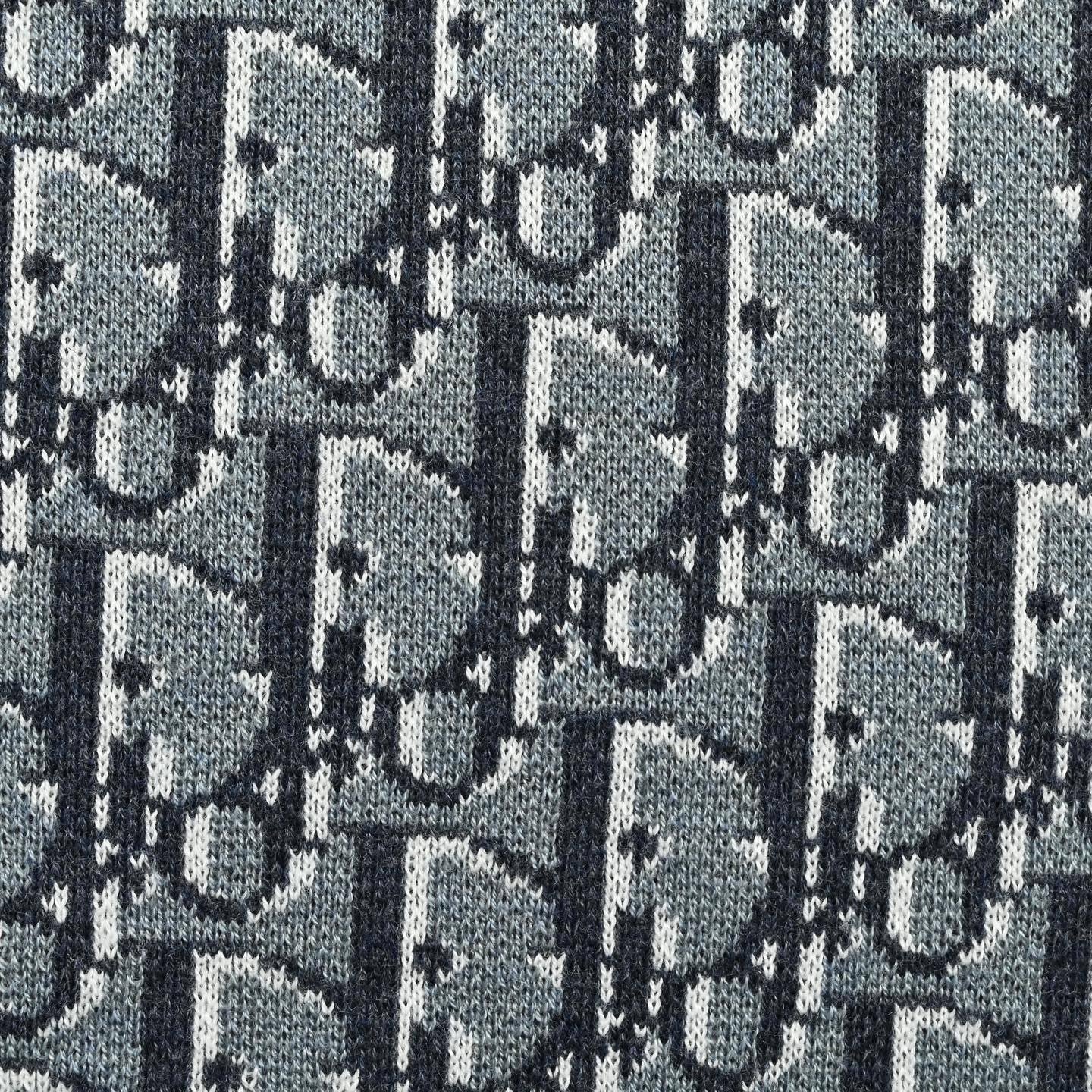 Oblique Jacquard Short-Sleeve Knit T-Shirt | Grey/Navy