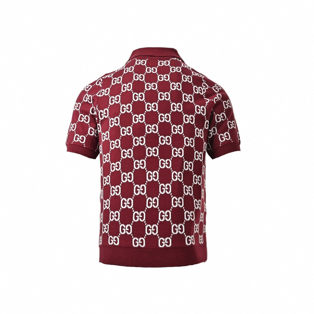 Monogram Knit Polo Shirt | Burgundy & White