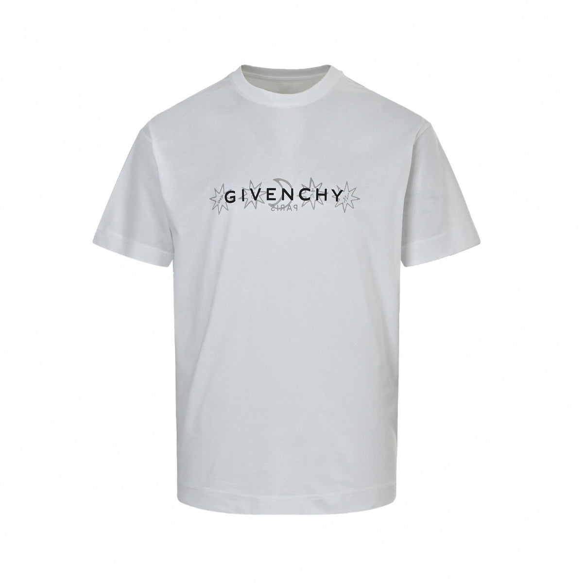 Inverted Logo & Celestial Graphic T-Shirt | White