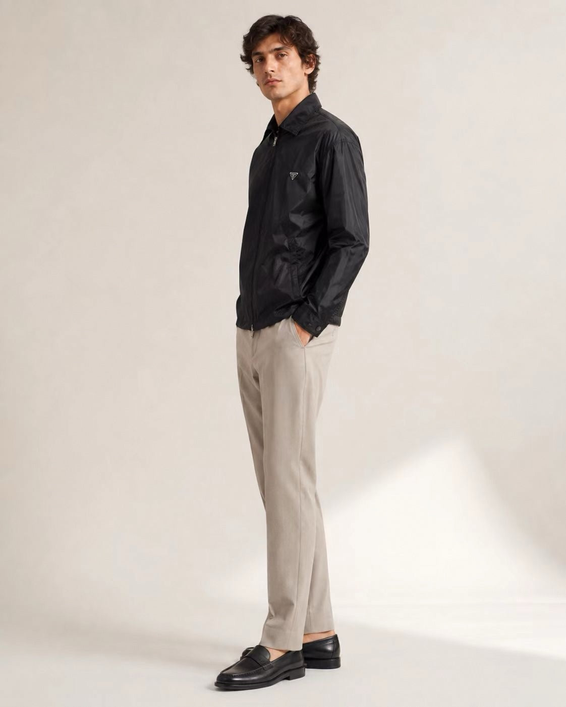 Nylon Zip-Up Jacket - Black