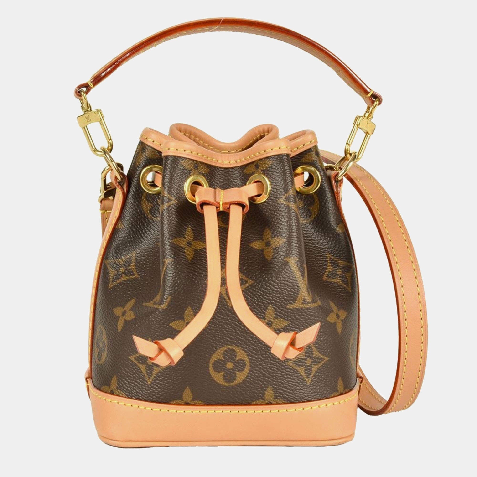 Nano Noé Monogram Canvas Bucket Bag | Brown