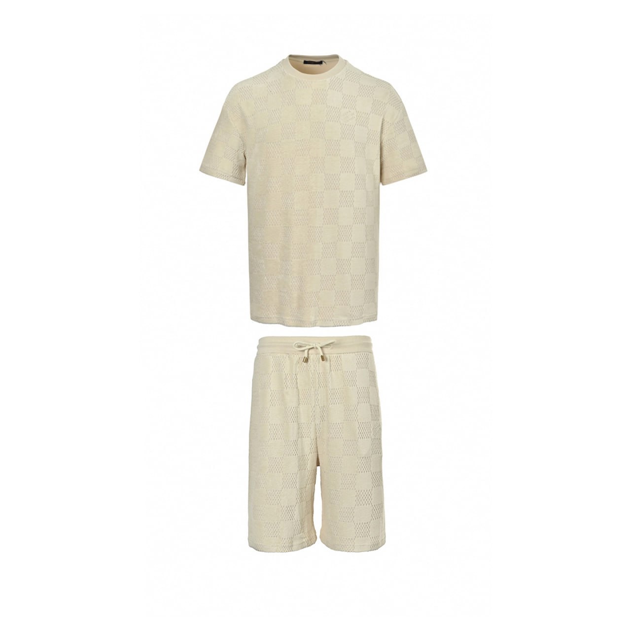 Damier Cotton Toweling Set | Beige