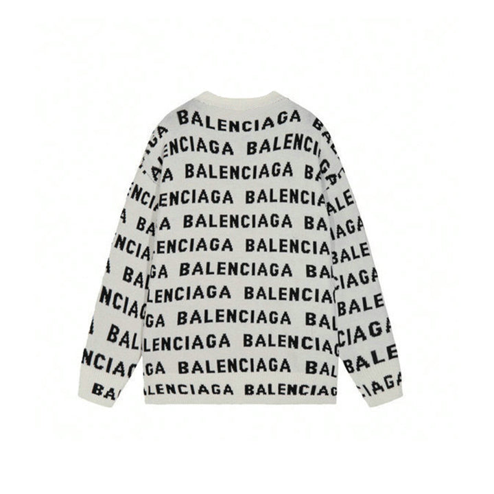 Allover Logo Diagonal Intarsia Knit Crewneck