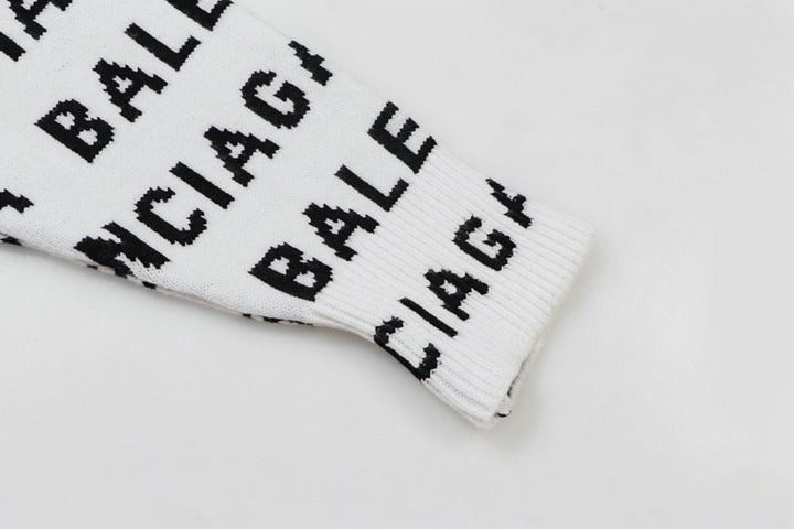Allover Logo Diagonal Intarsia Knit Crewneck