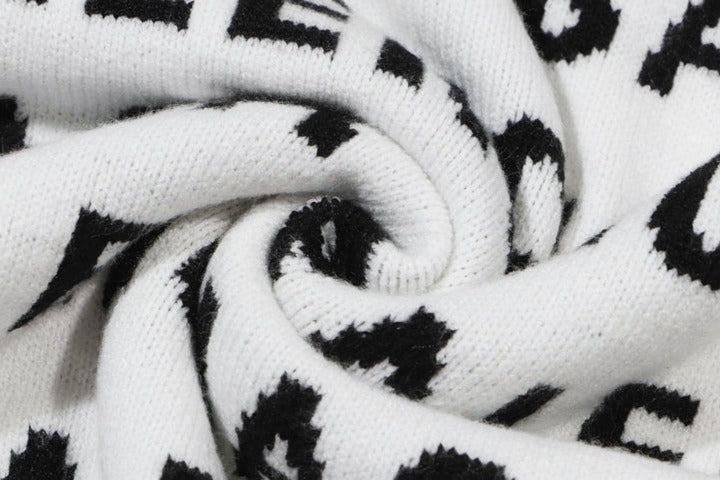 Allover Logo Diagonal Intarsia Knit Crewneck